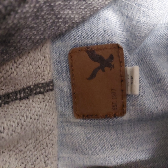 Jean jacket with sleeves light blue grey sleeves/hood size s/p - Picture 3 of 4